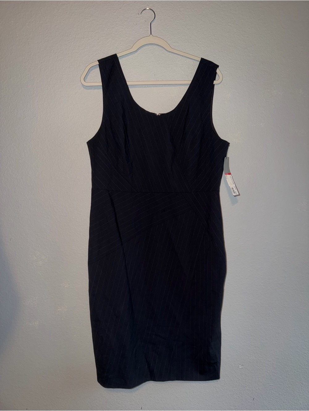 NWT Classiques Entier Black Pinstripe Midi Sheath Dress
